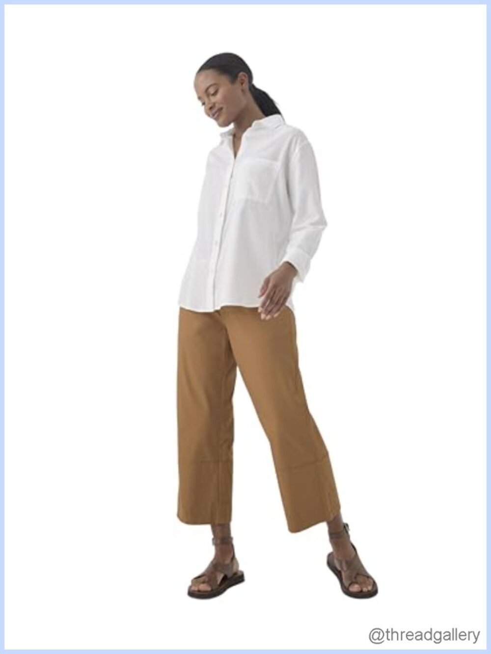 Organic Cotton Crop Pants Slim Fit Pull On Flat Front Everyday Wear